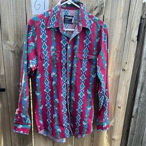 Vintage Wrangler 80s All American Southwest Floral Stripe Patterned Shirt L